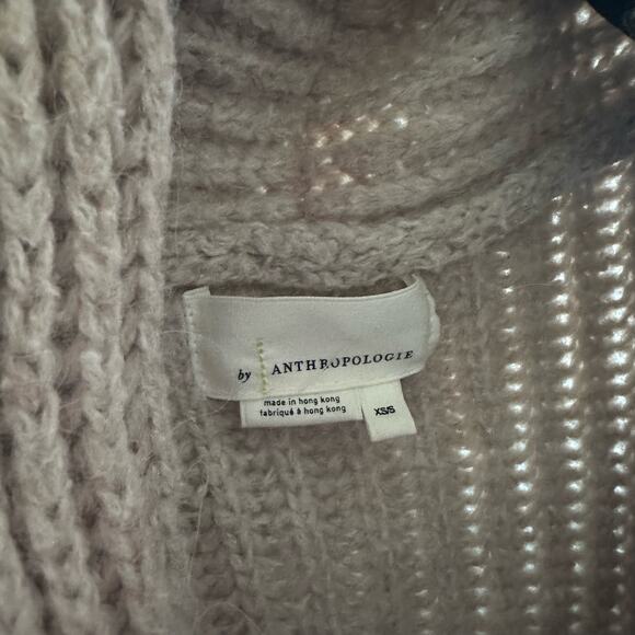 Anthropologie Amanza Oversized Fringed Open Front Cardigan Beige Size XS/S - Picture 2 of 5